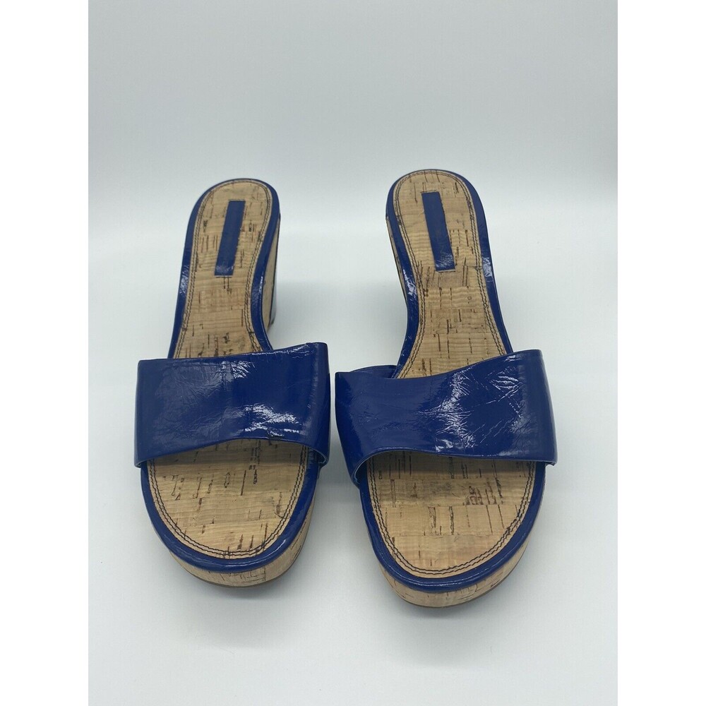 Bandolino Blue Heels Open Toe Cork Insole Women’s Size 10
